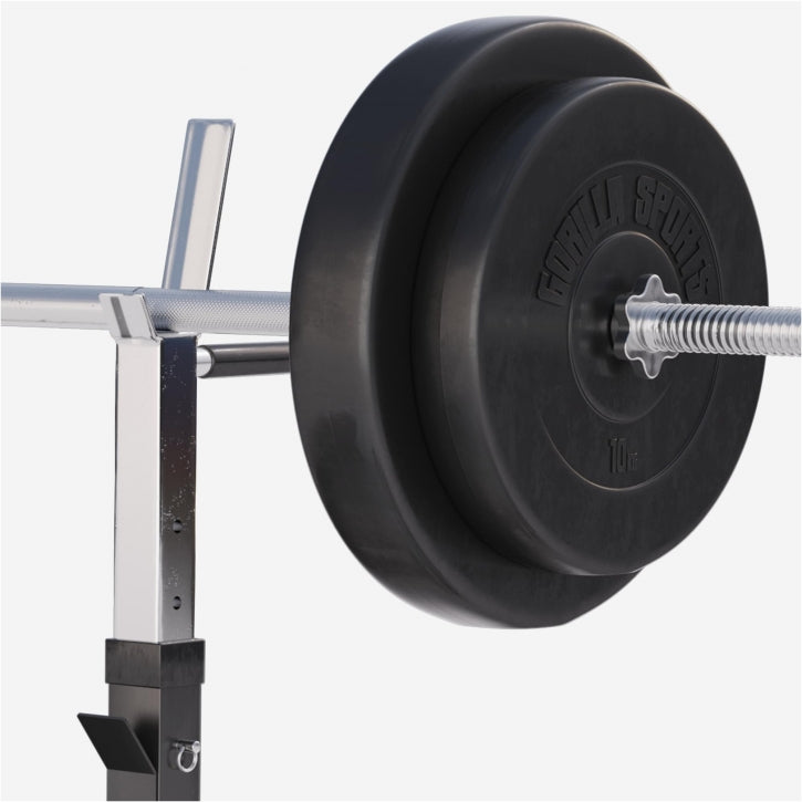 Complete set Halterbank Zwart Met 100 kg Halterset Kunststof Gorilla Sports