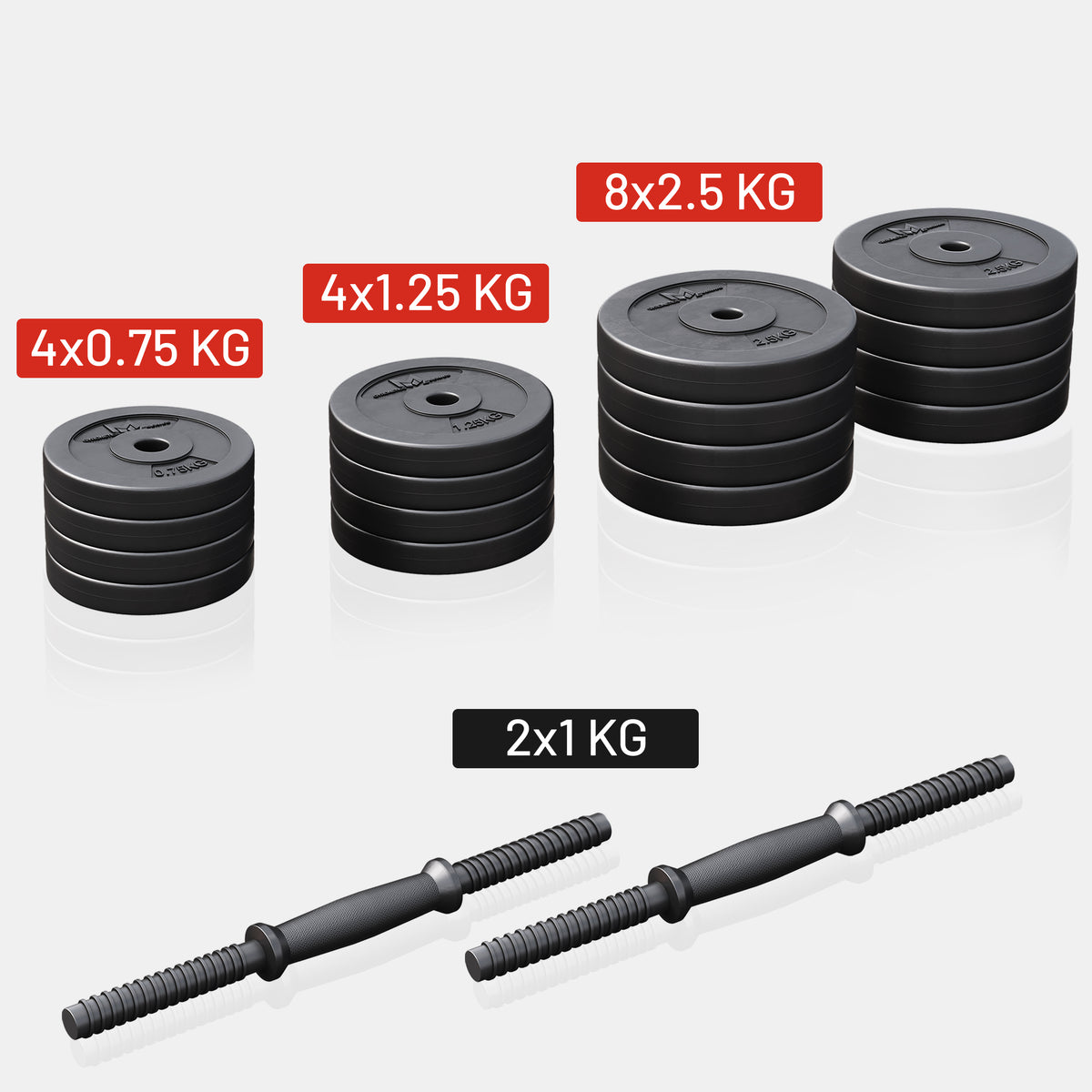 Dumbellset 30 kg Kunststof - 25 mm