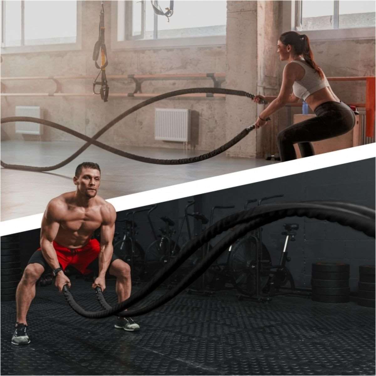 Gorilla Sports Battle rope incl. Muurbeugel 900 x 5 cm