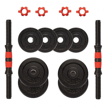Gorilla Sports Dumbellset 15 kg gietijzer - 25 mm