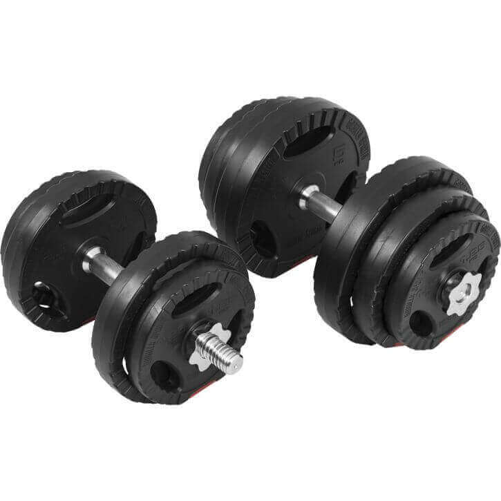 Gorilla Sports Dumbellset 20 kg + 2 x 5 kg Gripper Kunststof - 30 mm