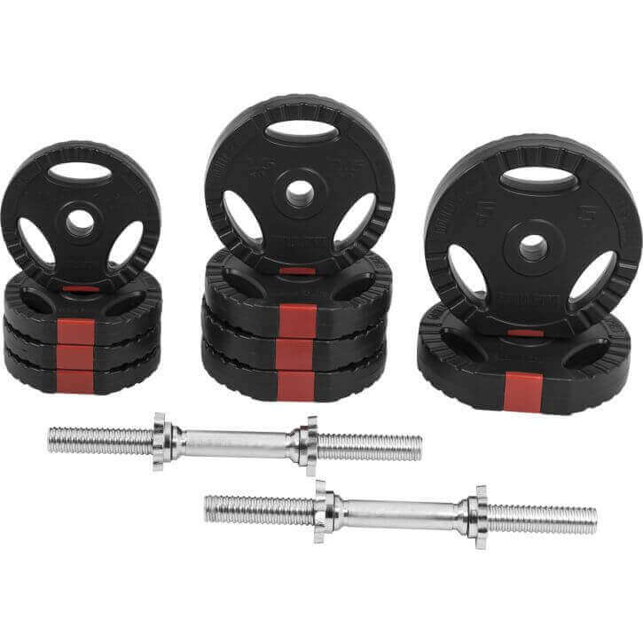 Gorilla Sports Dumbellset 20 kg + 2 x 5 kg Gripper Kunststof - 30 mm