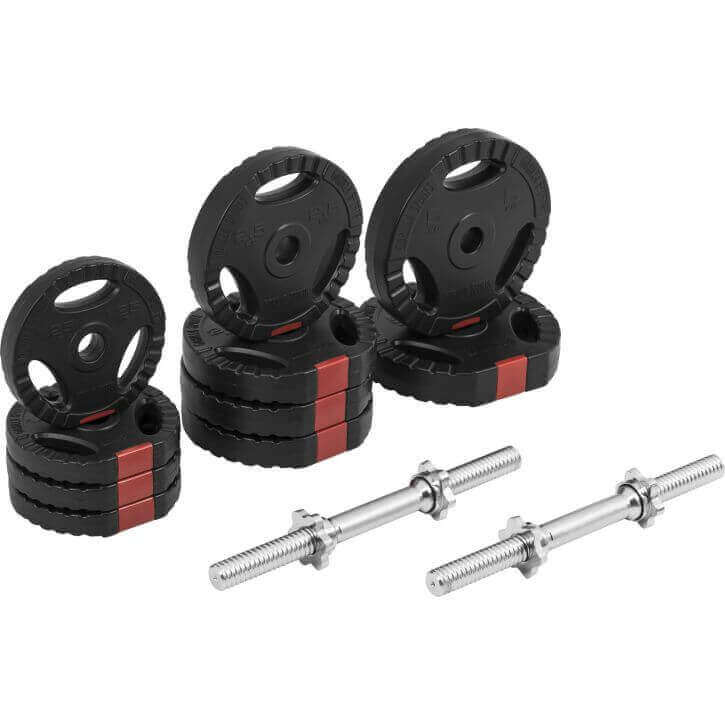 Gorilla Sports Dumbellset 20 kg + 2 x 5 kg Gripper Kunststof - 30 mm