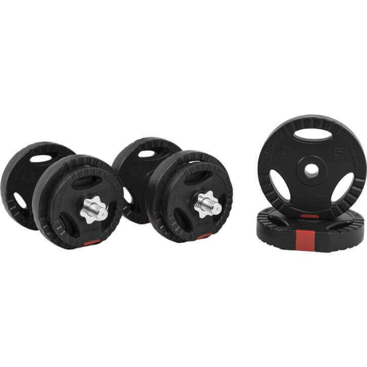Gorilla Sports Dumbellset 20 kg + 2 x 5 kg Gripper Kunststof - 30 mm