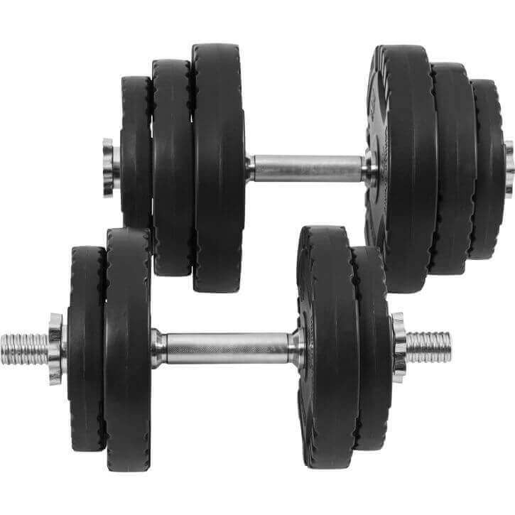 Gorilla Sports Dumbellset 20 kg + 2 x 5 kg Gripper Kunststof - 30 mm