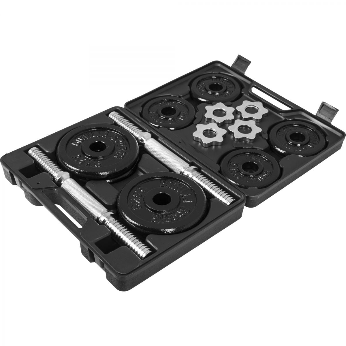 Gorilla Sports Dumbellset 20 kg Gietijzer incl. Koffer