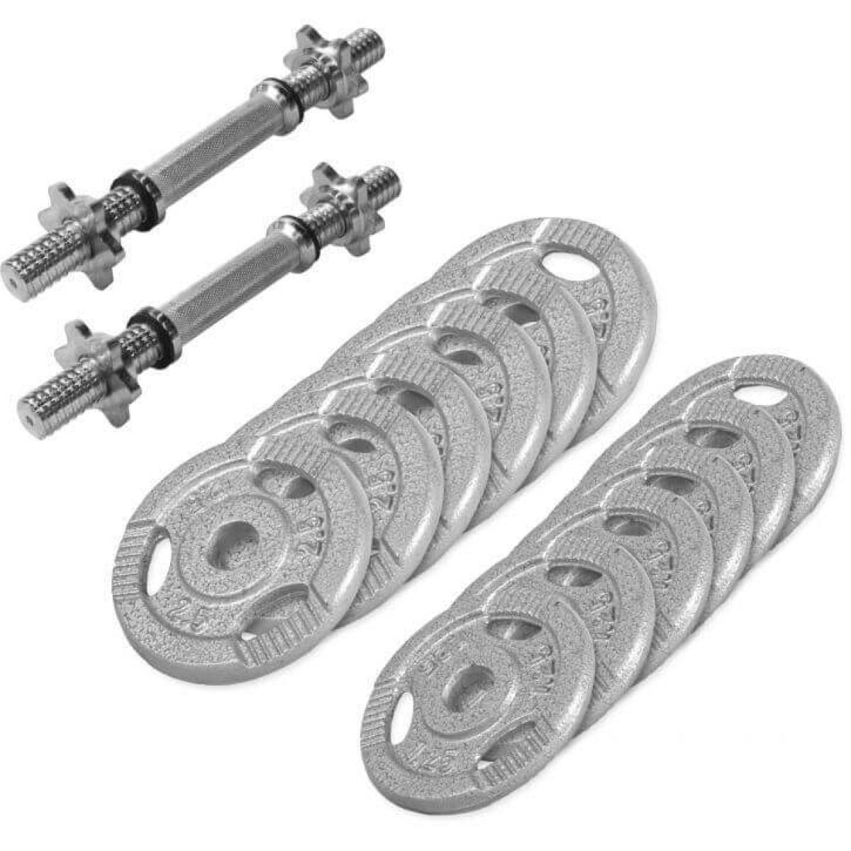 Gorilla Sports Dumbellset 27.5 kg Gripper Gietijzer schroefsluiting