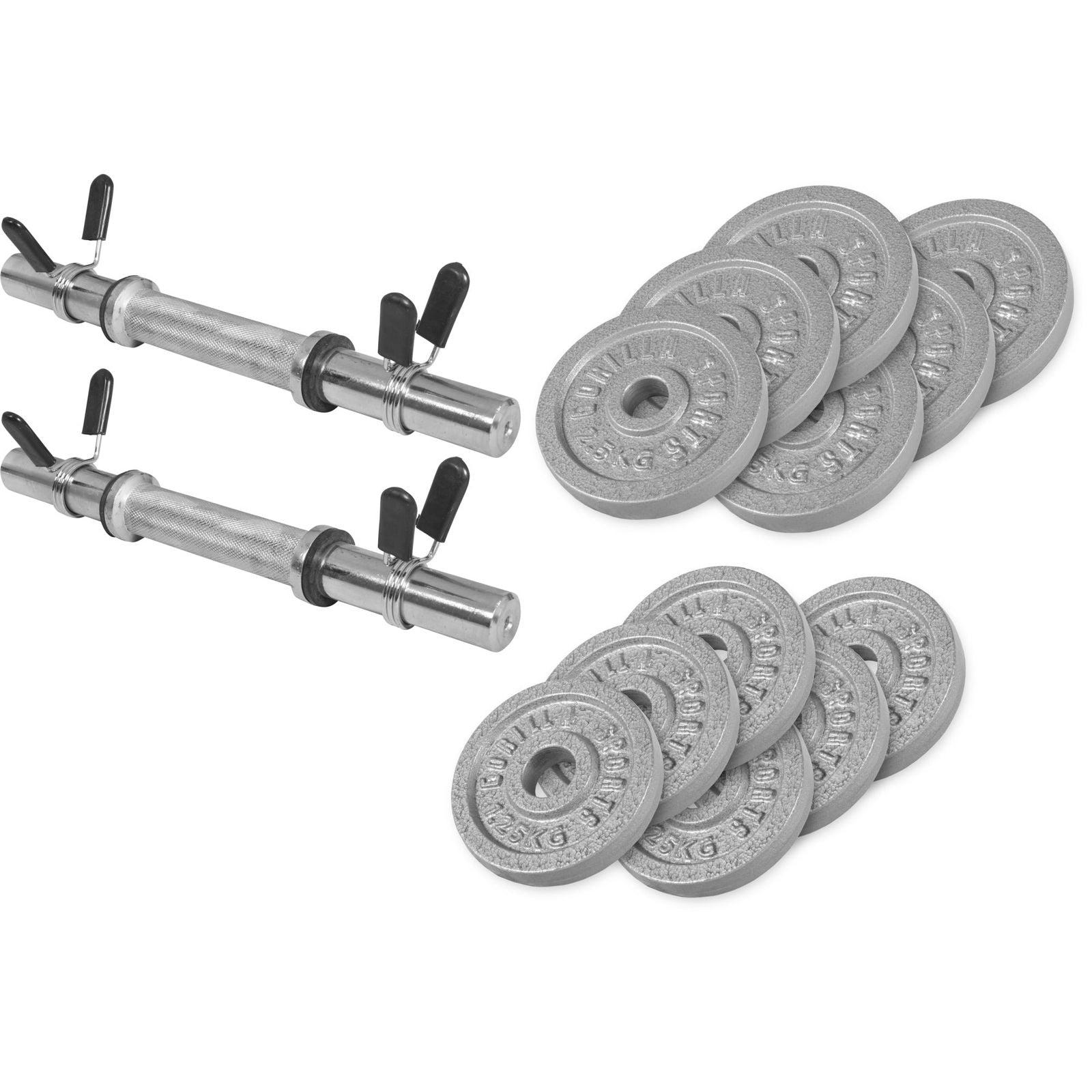 Gorilla Sports Dumbellset 27,5 kg Gietijzer - Veersluiting 30 mm