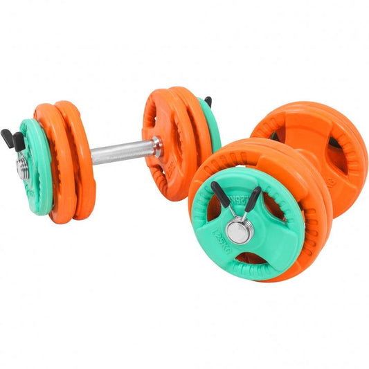 Gorilla Sports Dumbellset 30 kg Gripper Gietijzer Rubber Coating - Veersluiting