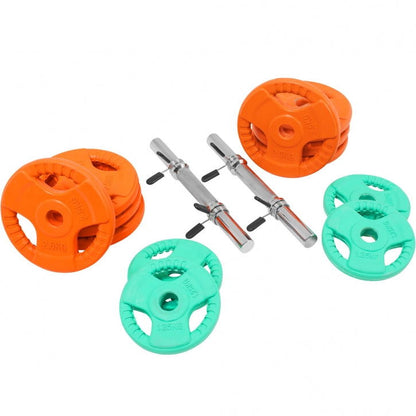 Gorilla Sports Dumbellset 30 kg Gripper Gietijzer Rubber Coating - Veersluiting
