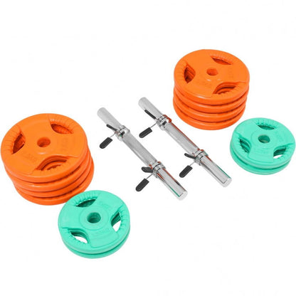 Gorilla Sports Dumbellset 30 kg Gripper Gietijzer Rubber Coating - Veersluiting