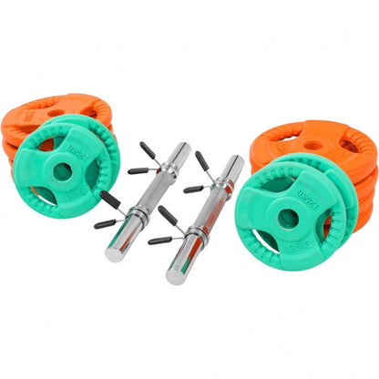 Gorilla Sports Dumbellset 30 kg Gripper Gietijzer Rubber Coating - Veersluiting