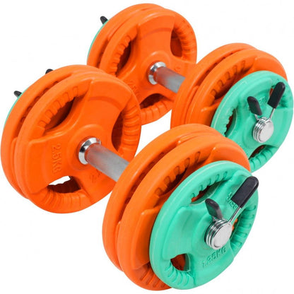 Gorilla Sports Dumbellset 30 kg Gripper Gietijzer Rubber Coating - Veersluiting
