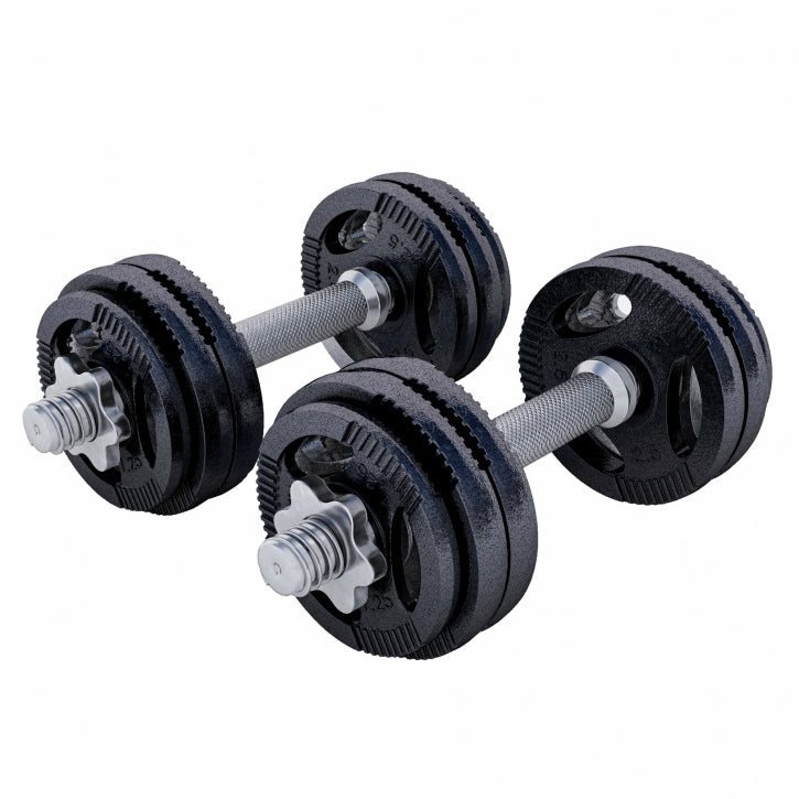 Gorilla Sports Dumbellset 30 kg Gripper Gietijzer Zwart