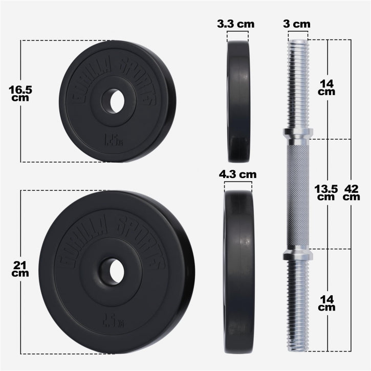 Gorilla Sports Dumbellset 30 kg Kunststof