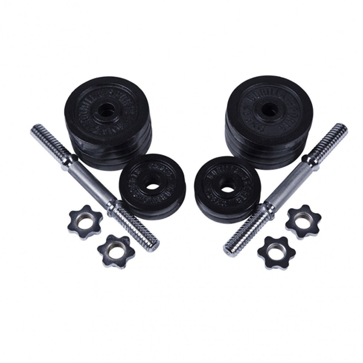 Gorilla Sports Dumbellset 30 kg gietijzer zwart