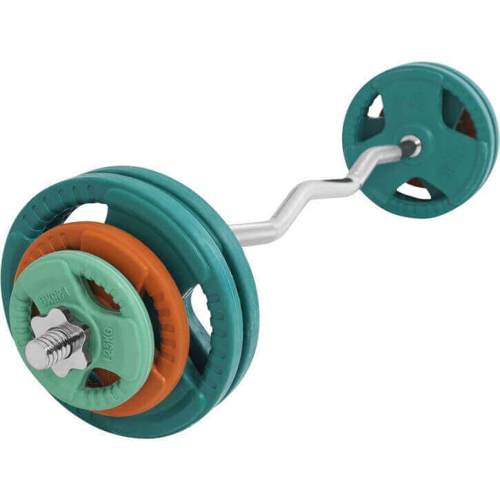 Gorilla Sports EZ-curlset 35 kg Gripper Gietijzer Rubber Coating  - Schroefsluiting 30 mm