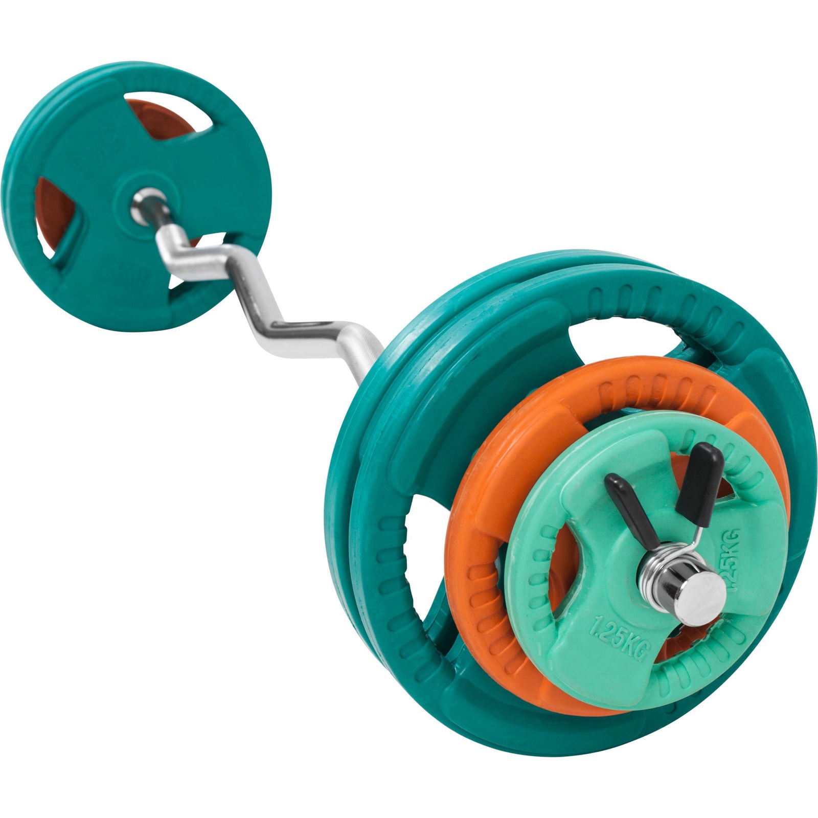 Gorilla Sports EZ-curlset 35 kg Gripper Gietijzer Rubber Coating  - Veersluiting 30 mm