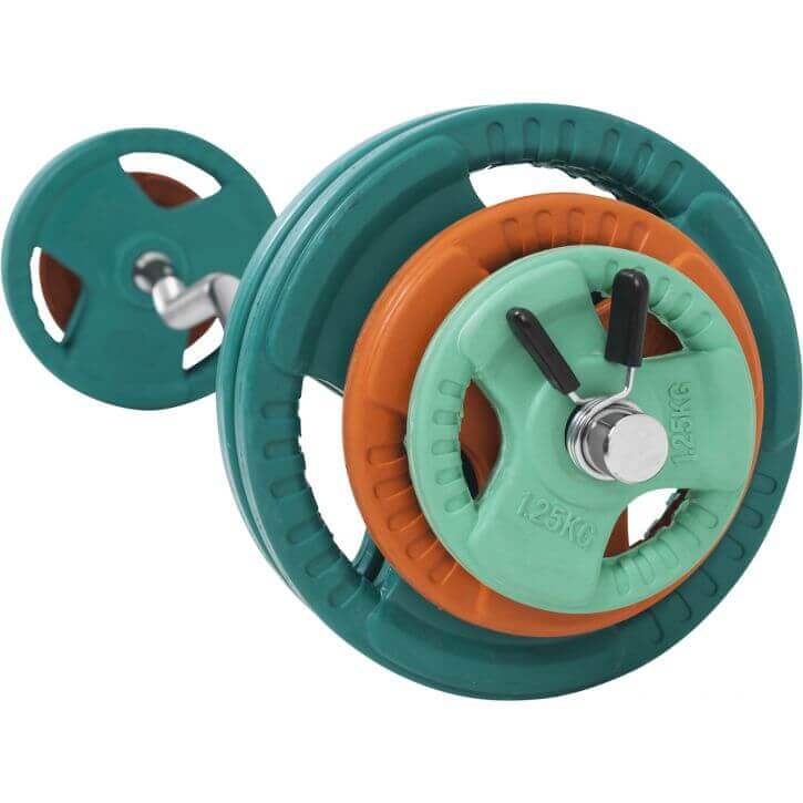 Gorilla Sports EZ-curlset 35 kg Gripper Gietijzer Rubber Coating  - Veersluiting 30 mm