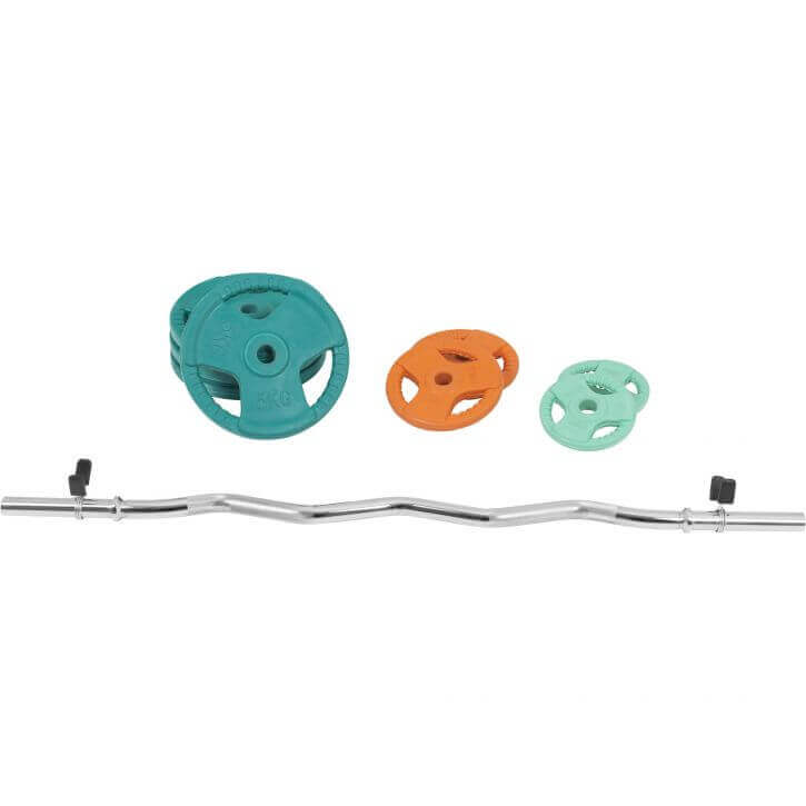 Gorilla Sports EZ-curlset 35 kg Gripper Gietijzer Rubber Coating  - Veersluiting 30 mm