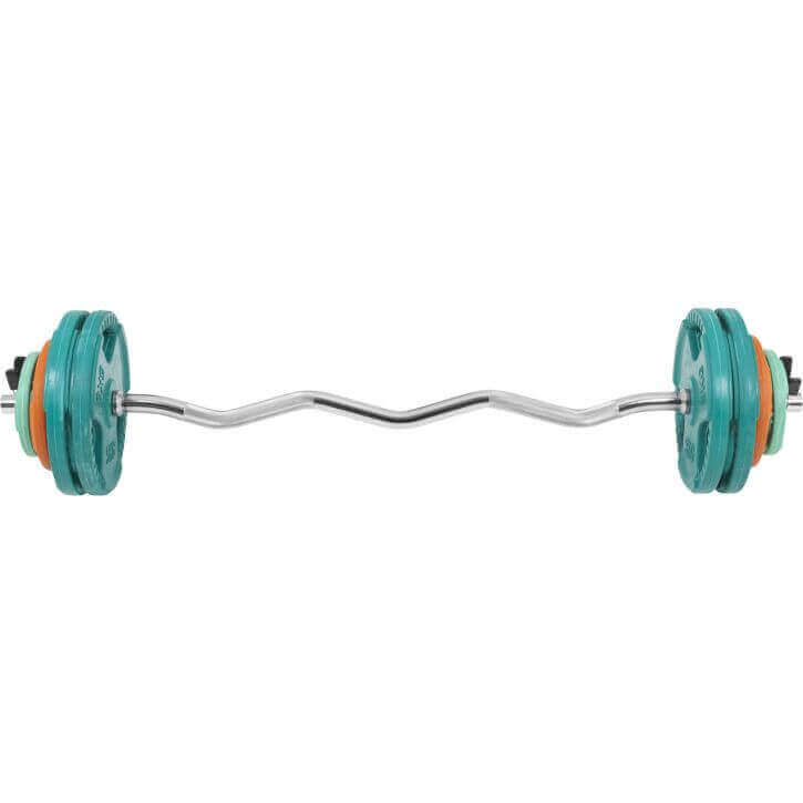 Gorilla Sports EZ-curlset 35 kg Gripper Gietijzer Rubber Coating  - Veersluiting 30 mm