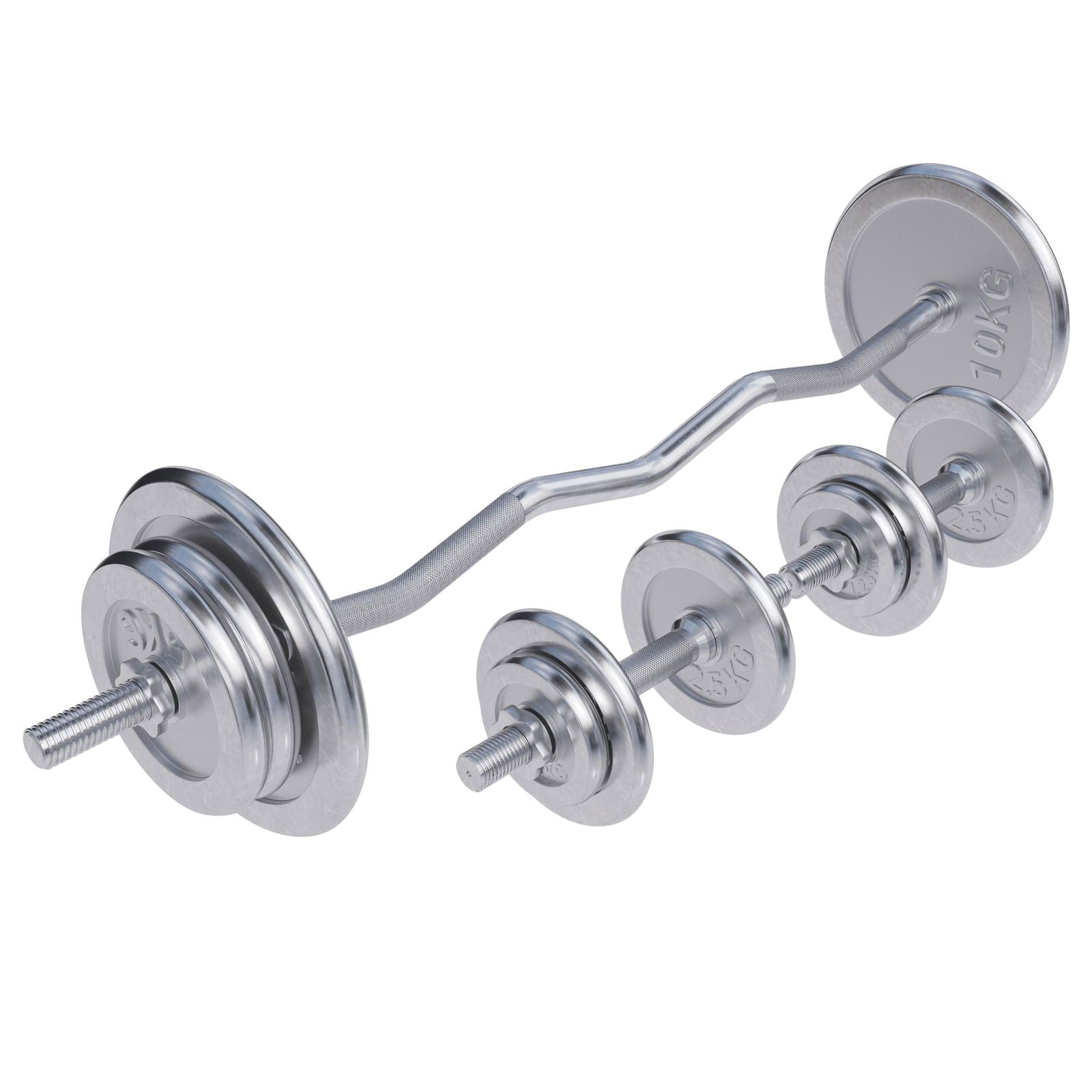 Gorilla Sports EZ-curlset 70 kg Chroom - 30 mm