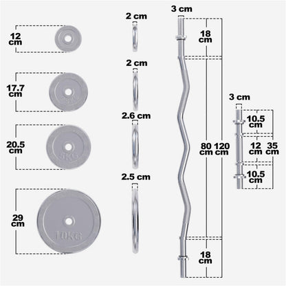 Gorilla Sports EZ-curlset 70 kg Chroom - 30 mm