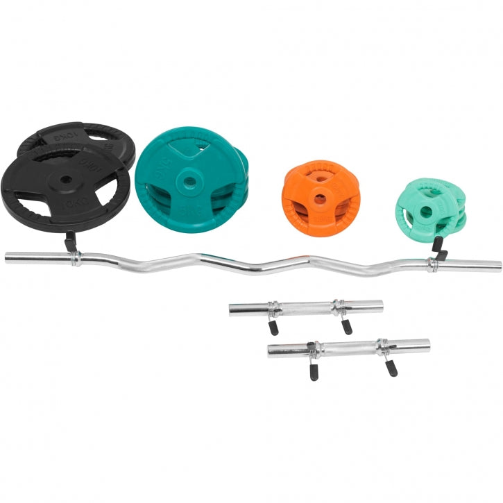 Gorilla Sports EZ-curlset 70 kg Gripper Gietijzer Rubber Coating  - Veersluiting 30 mm