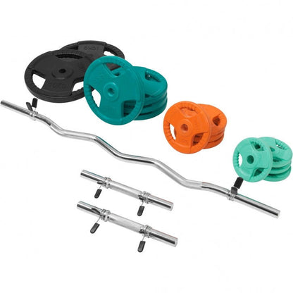 Gorilla Sports EZ-curlset 70 kg Gripper Gietijzer Rubber Coating  - Veersluiting 30 mm