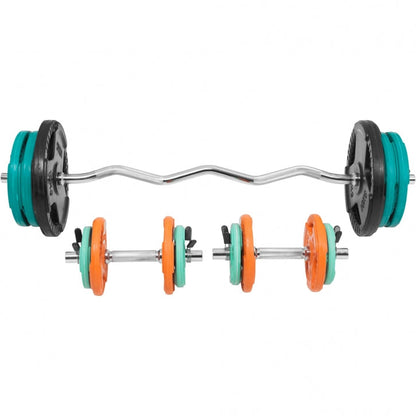 Gorilla Sports EZ-curlset 70 kg Gripper Gietijzer Rubber Coating  - Veersluiting 30 mm