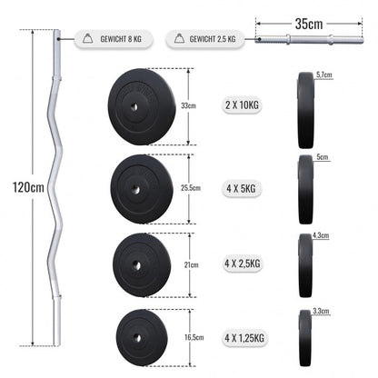 Gorilla Sports EZ-curlset 70 kg Kunststof - Veersluiting 30 mm
