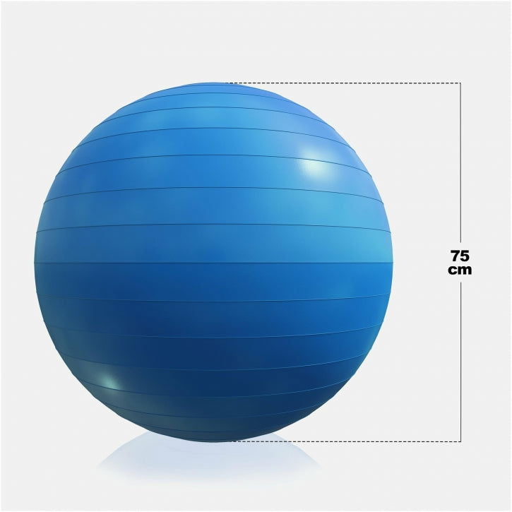 Gorilla Sports Fitnessbal Blauw 75 cm incl. pomp