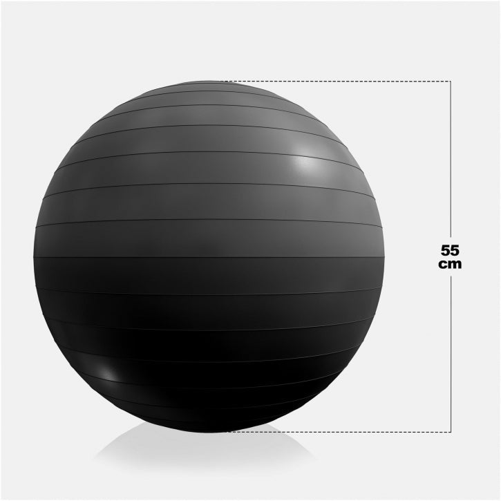 Gorilla Sports Fitnessbal Zwart 55 cm incl. pomp