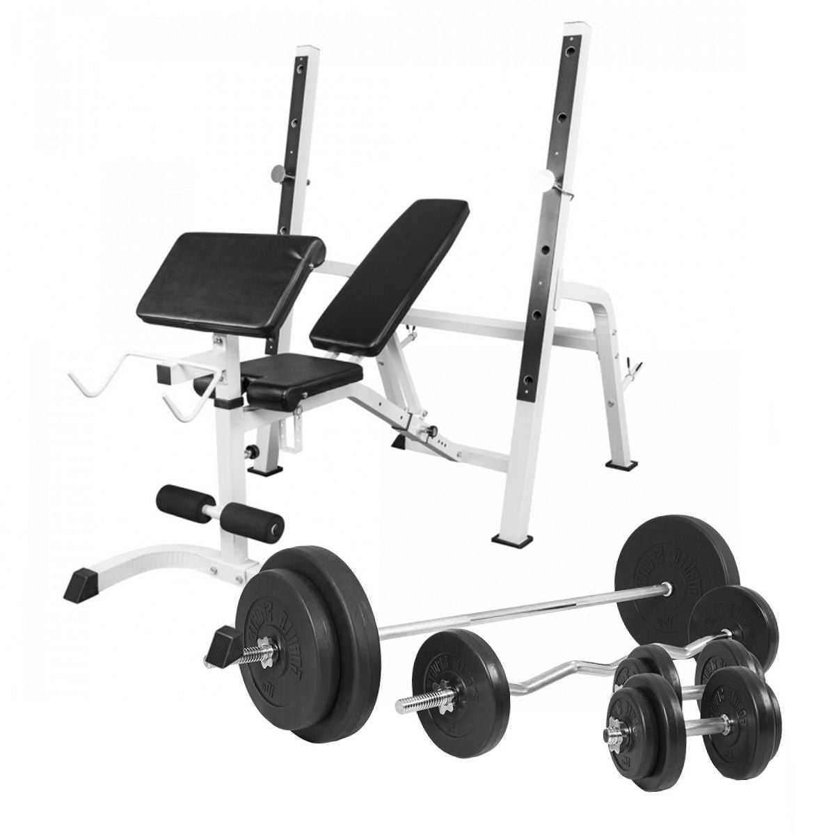 Gorilla Sports Halterbank / Squat Rack Met 100 kg Halterset Kunststof