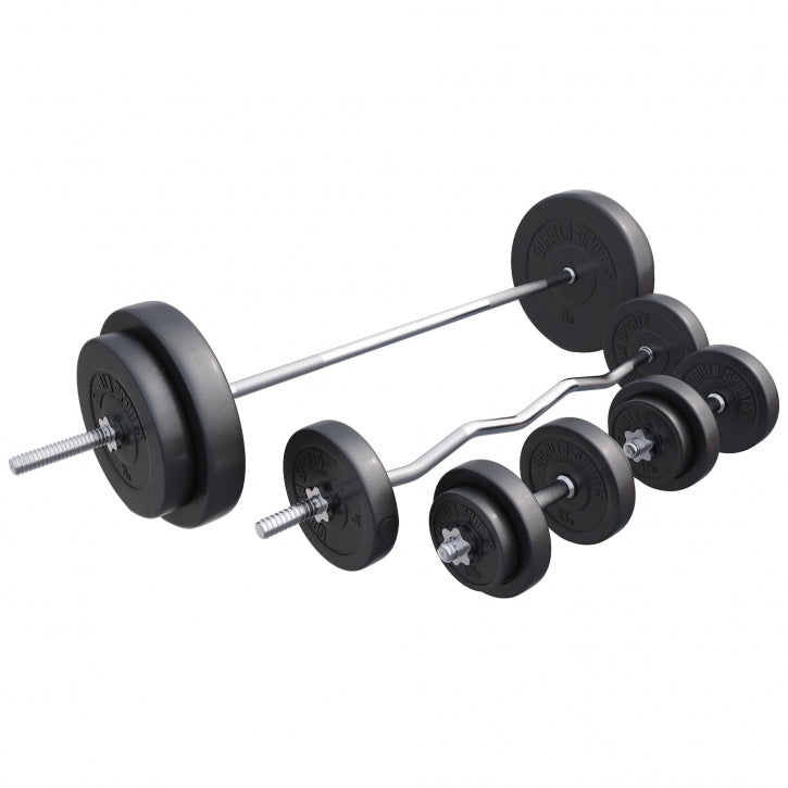 Gorilla Sports Halterbank / Squat Rack Zwart Met 100 kg Halterset Kunststof