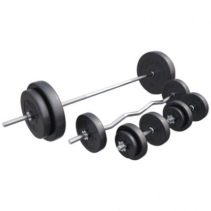 Gorilla Sports Halterbank / Squat Rack Zwart Met 100 kg Halterset Kunststof