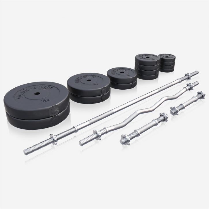 Gorilla Sports Halterbank / Squat Rack Zwart Met 100 kg Halterset Kunststof