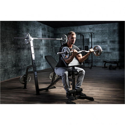 Gorilla Sports Halterbank / Squat Rack Zwart Met 100 kg Halterset Kunststof