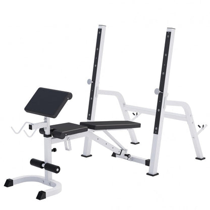 Gorilla Sports Halterbank met Squat Rack Wit
