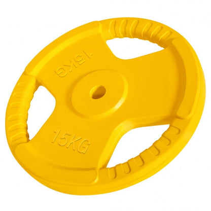 Gorilla Sports Halterschijf 15 kg Gripper Gietijzer Rubber Coating - 30/31 mm