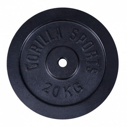 Gorilla Sports Halterschijf 20 kg Gietijzer Zwart - 31 mm