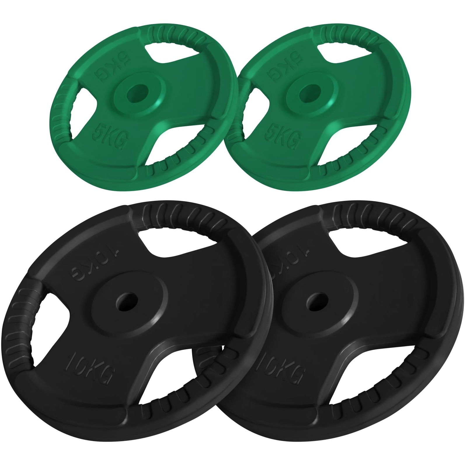 Olympische Tri Grip Gietijzeren Gewichtsschijven, Paren, Sets Van 2 X 10 Kg Olympische Tri Grip Gietijzeren Gewichtsschijven, Paren, Sets Van 2 X 10 Kg