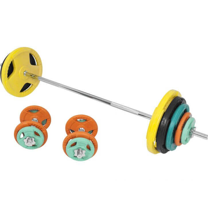 Gorilla Sports Halterset 100 kg Gripper Gietijzer Rubber Coating - Schroefsluiting 30 mm