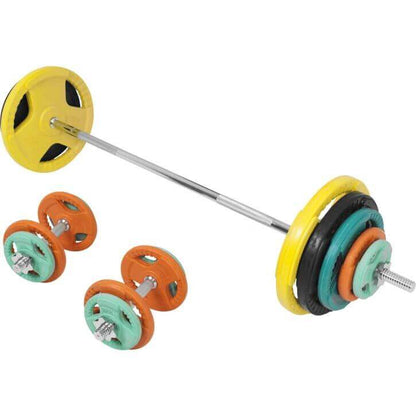 Gorilla Sports Halterset 100 kg Gripper Gietijzer Rubber Coating - Schroefsluiting 30 mm