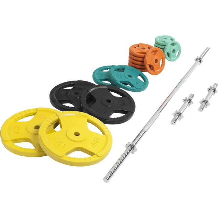 Gorilla Sports Halterset 100 kg Gripper Gietijzer Rubber Coating - Schroefsluiting 30 mm