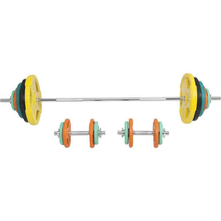 Gorilla Sports Halterset 100 kg Gripper Gietijzer Rubber Coating - Schroefsluiting 30 mm