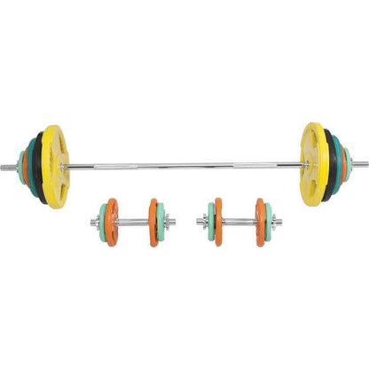 Gorilla Sports Halterset 100 kg Gripper Gietijzer Rubber Coating - Schroefsluiting 30 mm