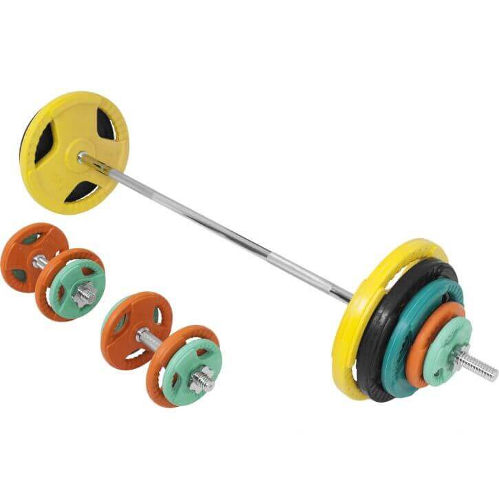 Gorilla Sports Halterset 100 kg Gripper Gietijzer Rubber Coating - Schroefsluiting 30 mm