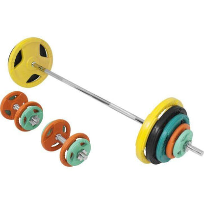 Gorilla Sports Halterset 100 kg Gripper Gietijzer Rubber Coating - Schroefsluiting 30 mm