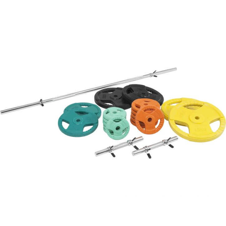 Gorilla Sports Halterset 100 kg Gripper Gietijzer Rubber Coating - Veersluiting 30 mm